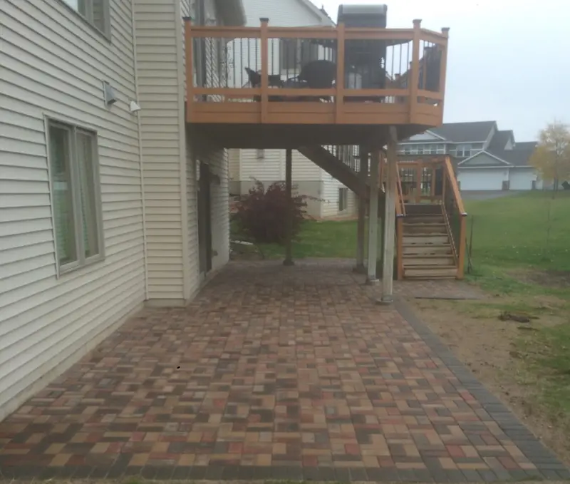 A 40-foot basketweave paver patio, the first patio Green Dynamics built